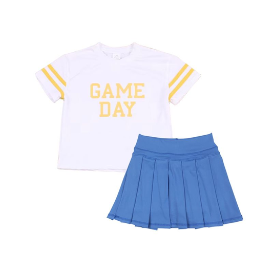 GSD2805 vinyl Yoga YELLOW westen Game day skirt girl dress  OUTFIT 202508 RTS