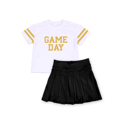 GSD2804  vinyl Yoga YELLOW westen Game day skirt girl dress  OUTFIT 202508 RTS