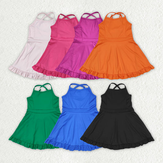 S0440 sports yoga cotton girl summer shorts dress outfit 202406 RTS