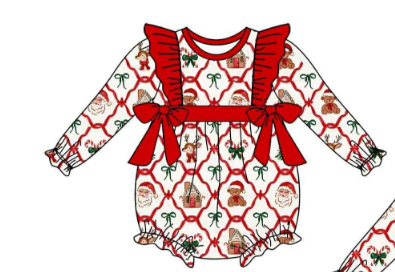 Vintage Santa  Christmas  girl  romper 202506 preorder
