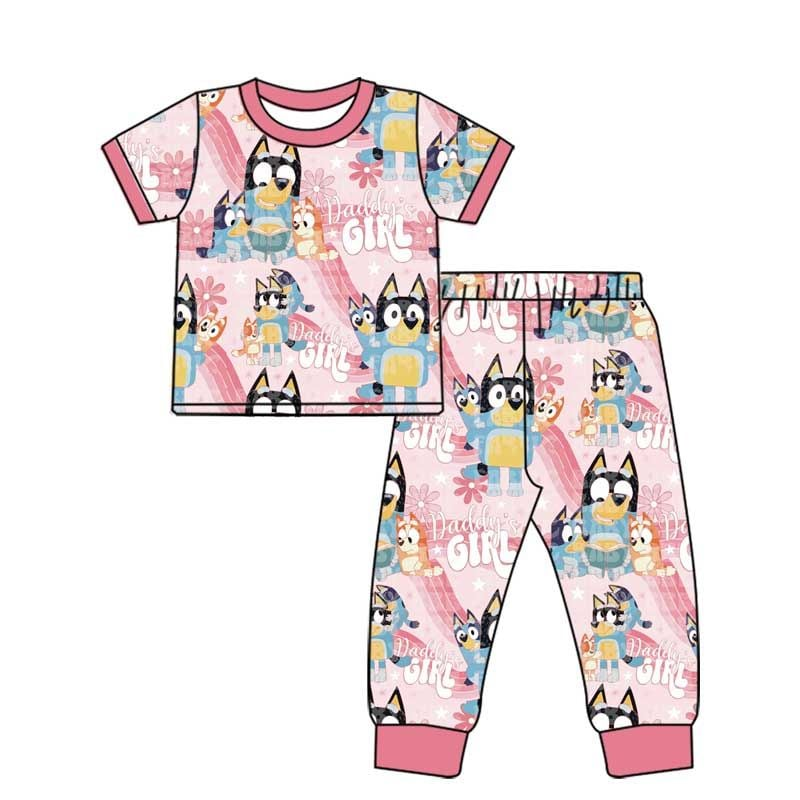 GSPO1796 daddy's girl bluey dog  preorder girl pajamas outfit 202411