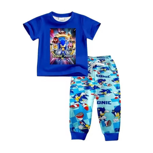 CUSTOM cartoon sonic movie cartoon  MOQ3  kids boy  outfit 202405