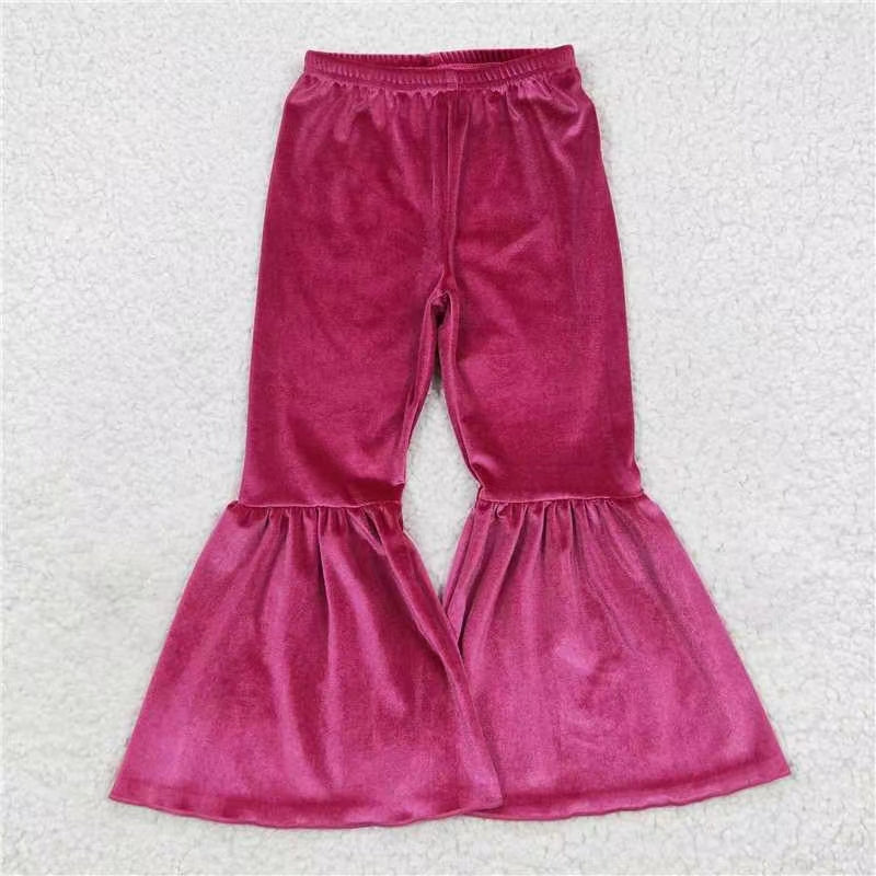 girl bell bottom hot pink velvet pants