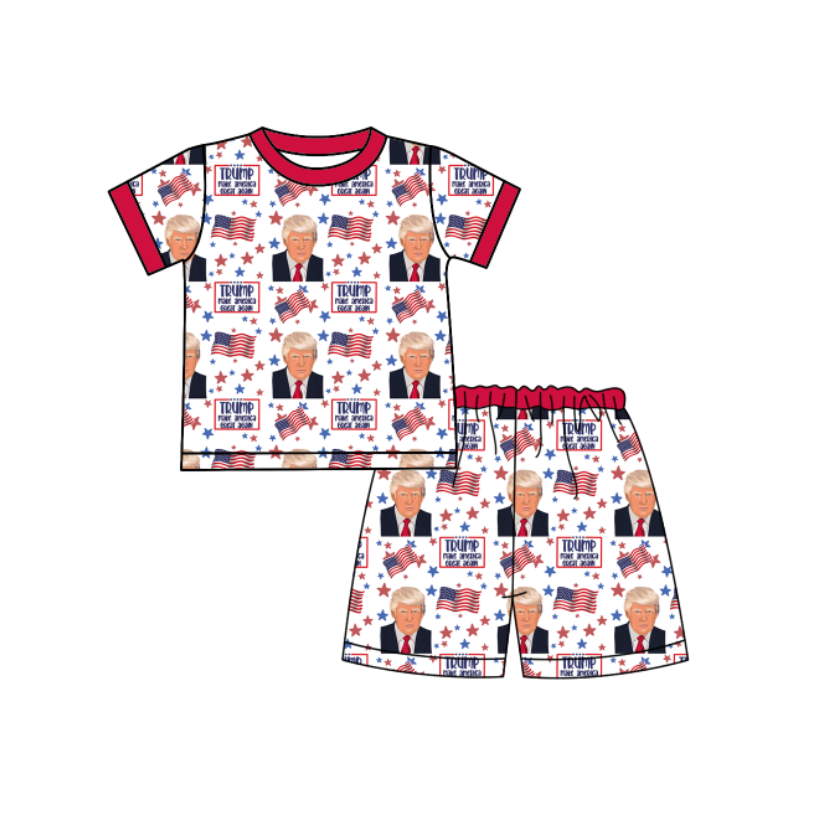 Trump custom MOQ3 kids girl  shorts outfit