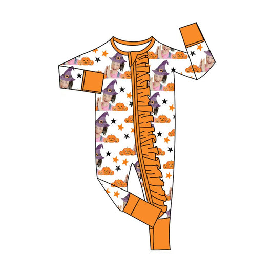 CUSTOM moq5  Bamboo 01 boo  halloween girl western romper 202508 sibling