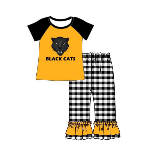 CUSTOM  football BLACK CAT MOQ3  kids outfit