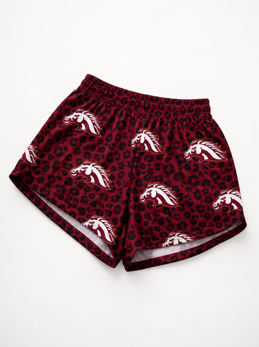 MOQ5 Custom Maroon leopard  horse red girl shorts 202607
