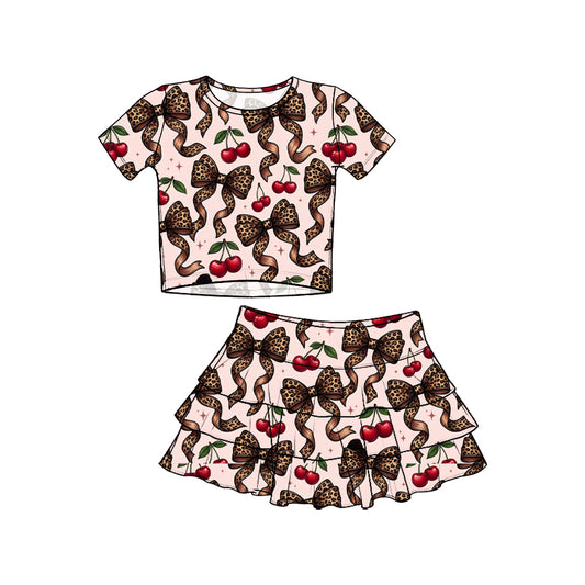 MOQ5 cherry bow Custom  girl dress
