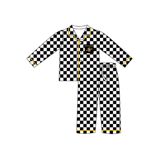 MOQ5  CUSTOM CHECKERBOARD WITH ARROW silk milk pajamas boy outfit
