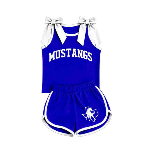 MUSTANGS blue CUSTOM moq5 yoga sports girl outfit  shorts  202607