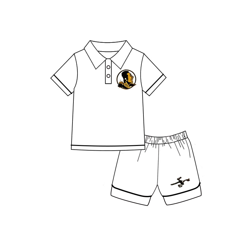 MOQ5 SEMINOLE PAJAMA WHITE SET CUSTOM silk milk pajamas boy outfit  shorts