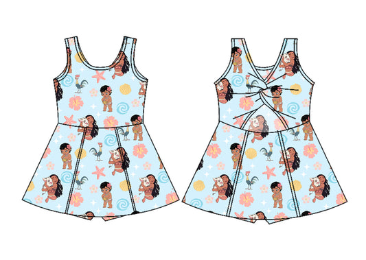 custom MOQ5 (extra for shipping ) Princess Moana athletic dress active wear sibling yoga girl dress 202505