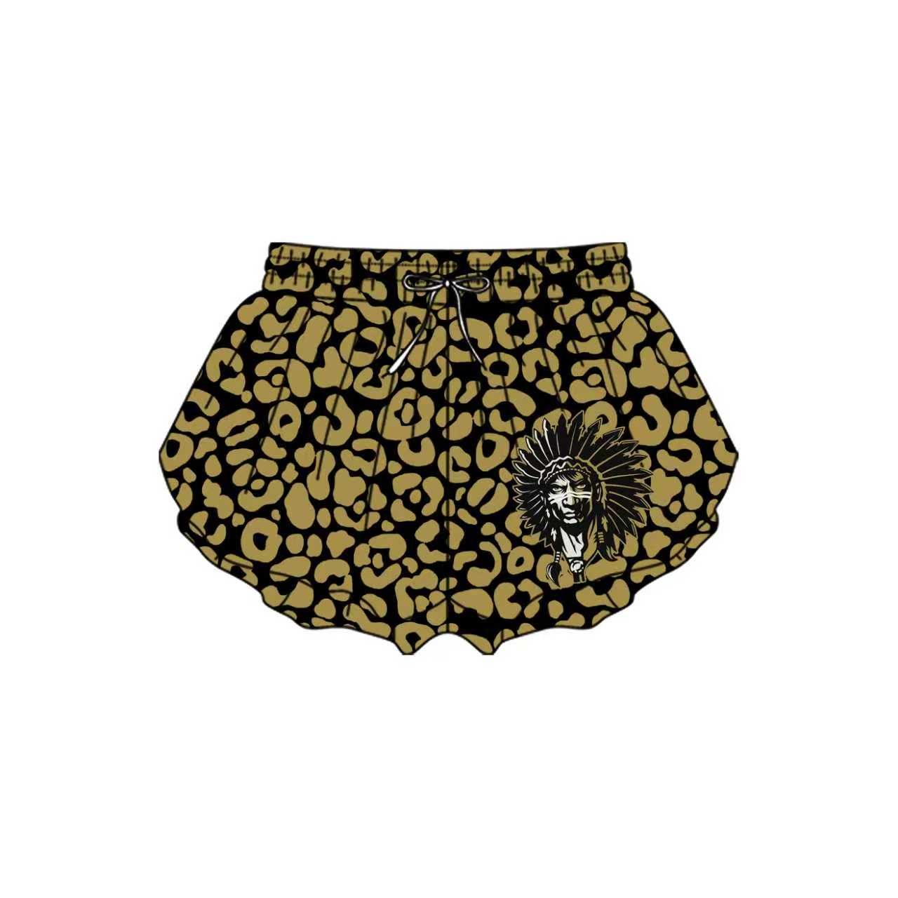 custom MOQ8 black and gold  Indian Leopard butterfly shorts girl shorts