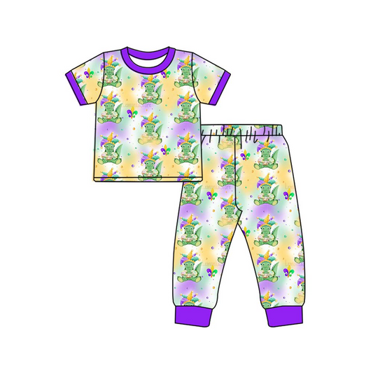 BSPO0547 Mardi Gras dinosaur boy pajamas outfit 202412 preorder