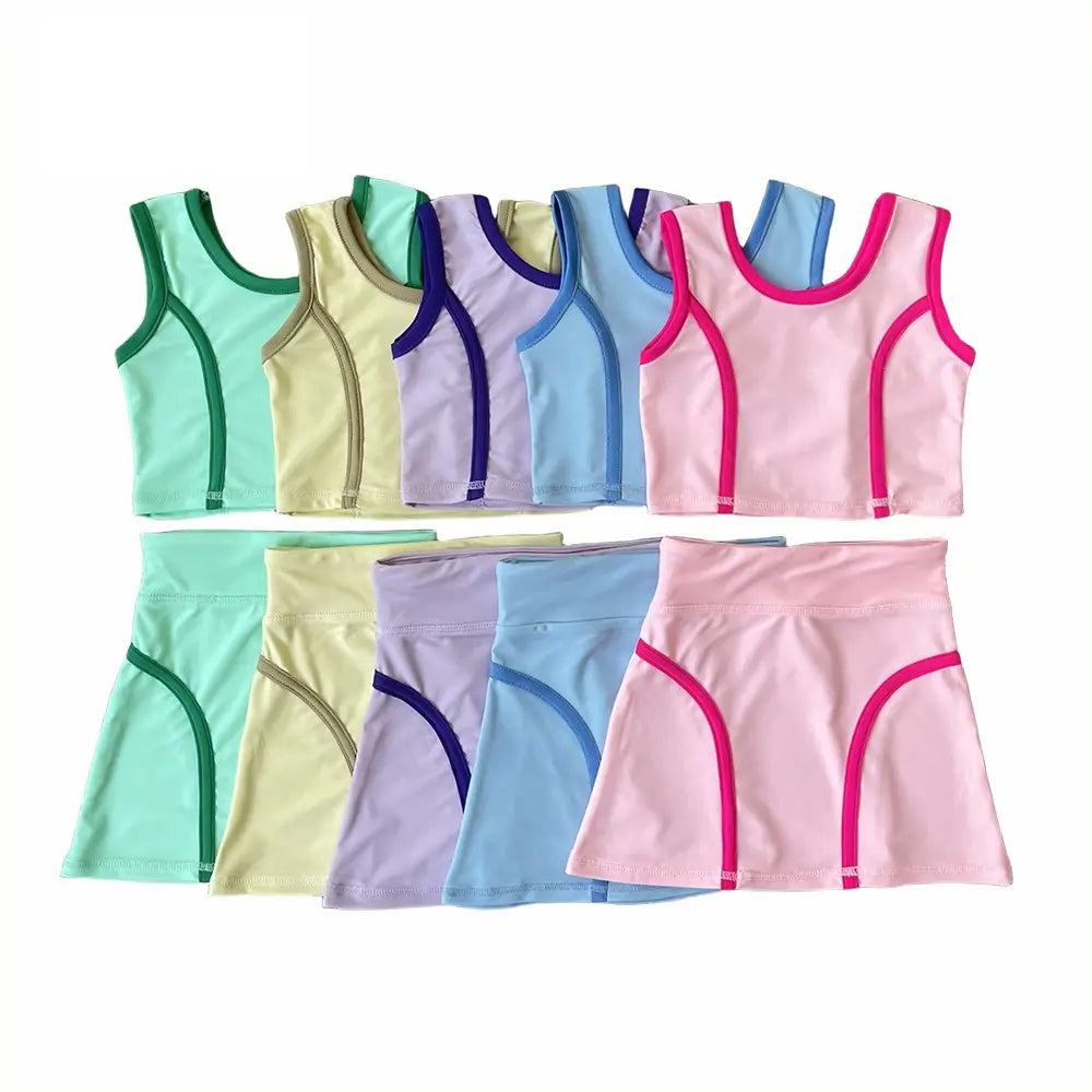 GSD2675  yoga pink solid color girl summer skirt outfit 202506 preorder
