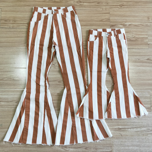 white orange stripe Adult mama clothes denim jeans 0726 RTS