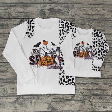 Halloween mama and kids girl boy fall pumpkin long sleeve top