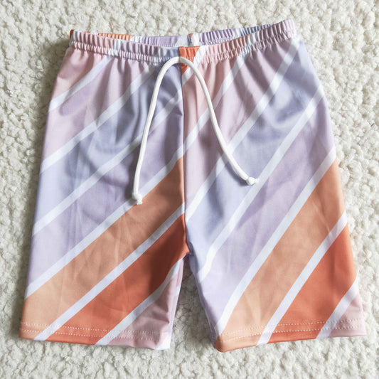 SS0006 yellow orange colorful stripes boy swimming trunks shorts 0328