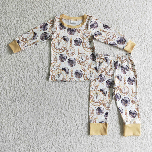 1017 RTS long sleeve happy new year boy pajamas outfit