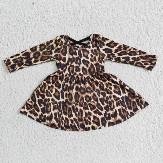 promotion Leopard tunic crisscross long sleeve dress 6 A15-30