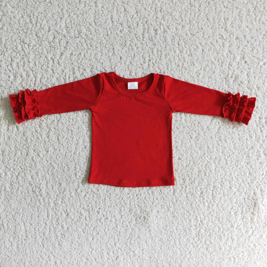 Girl red ruffle long sleeve top