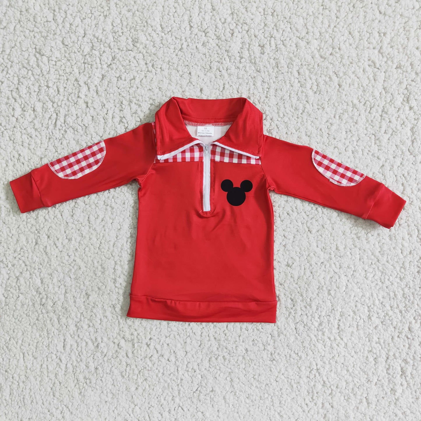 6 A11-5 Lapel zipper style boy pullover red mouse spring autumn coat RTS 1202