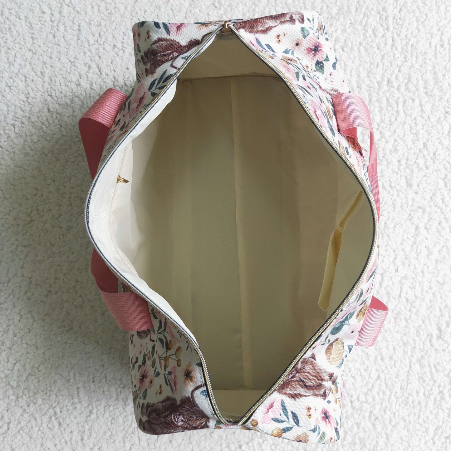BA0008 RTS 18.5*11.2*7.9 inches hold-all bag pink cow floral  Free shipping order $100+