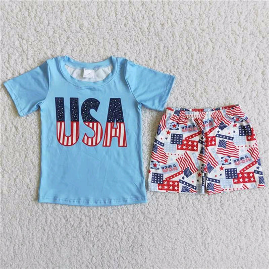 American national day black short sleeve short pants outfit