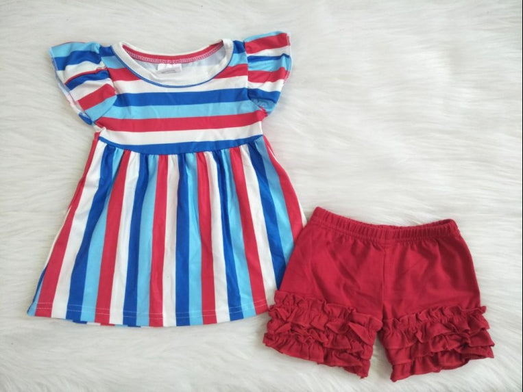 American national day black short sleeve short pants outfit