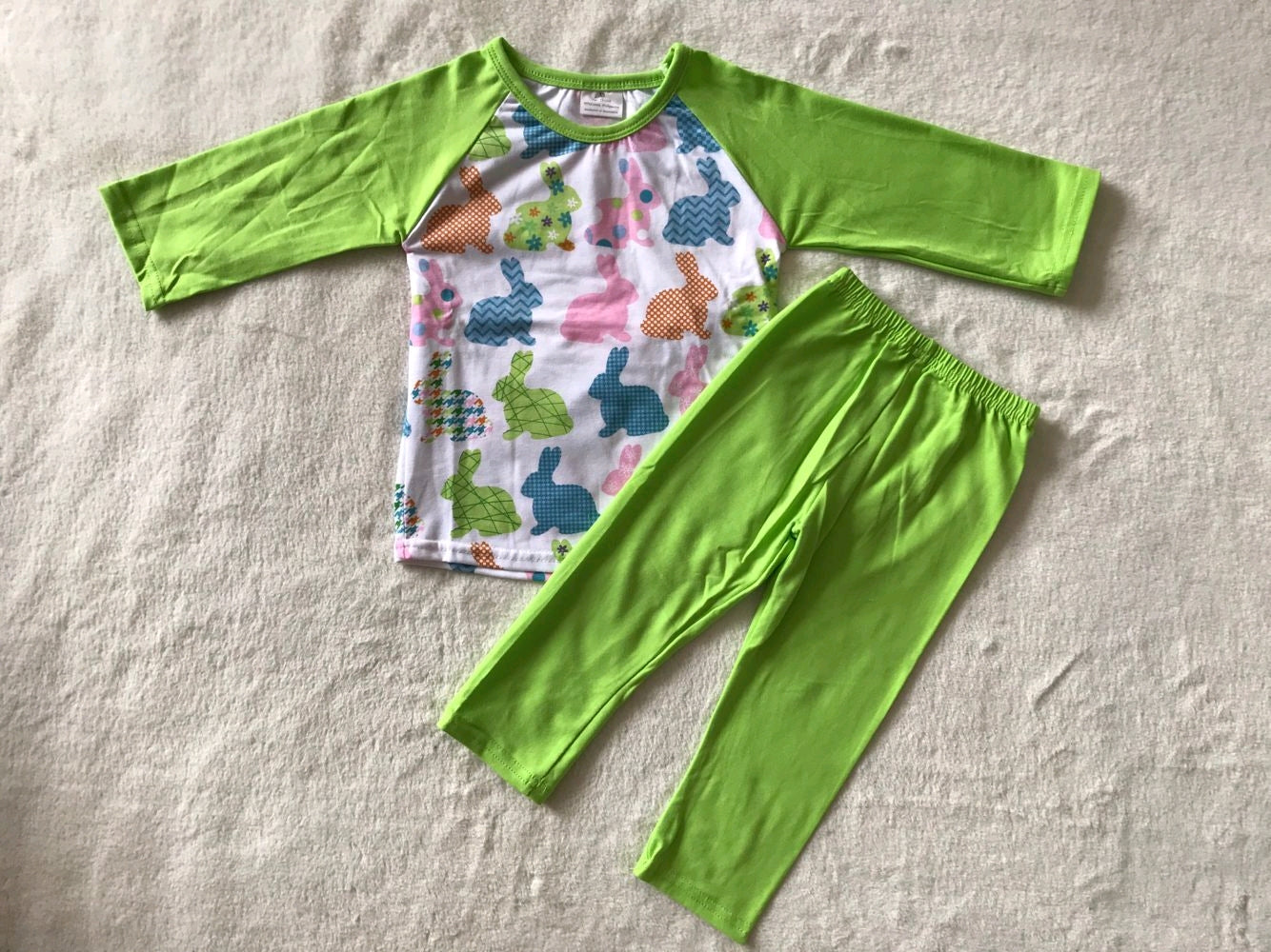 Easter rabbit green long sleeve top pants outfit