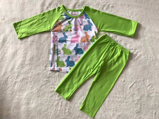 Easter rabbit green long sleeve top pants outfit