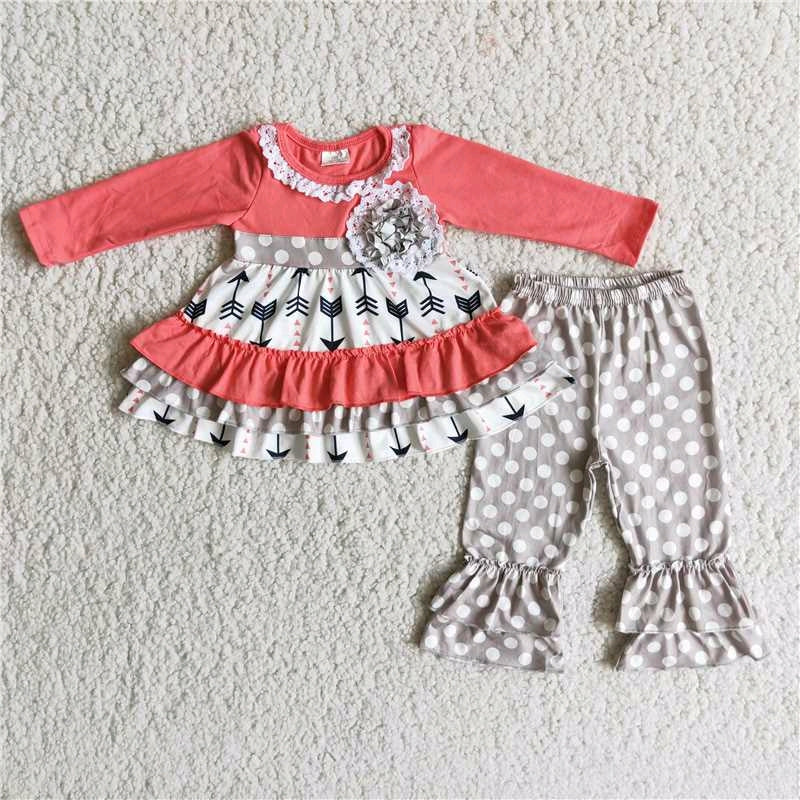 Valentine tunic flower top grey ruffles long sleeve pants outfit