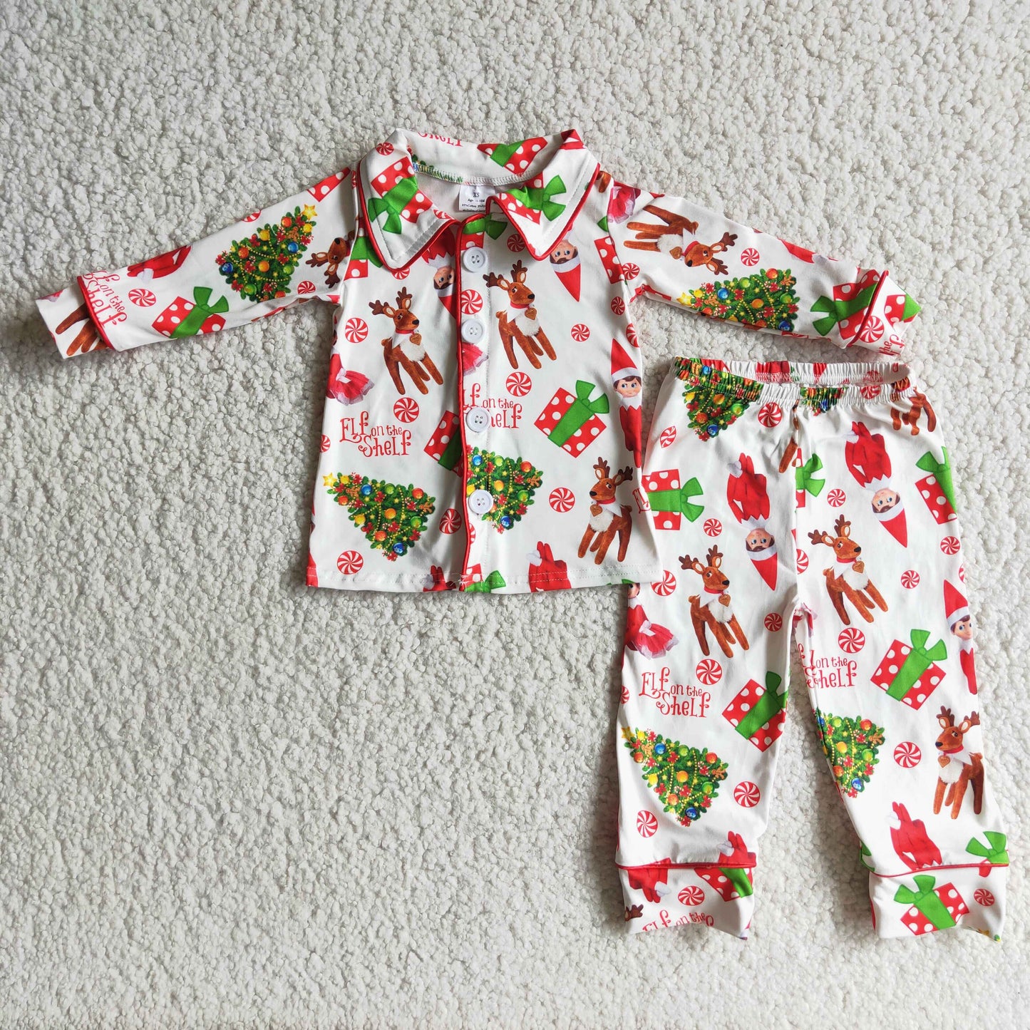 6 B4-39 Green G animal Chrismas pajamas wholesale kids clothing long sleeve girl boy pajamas outfit 20230613 RTS