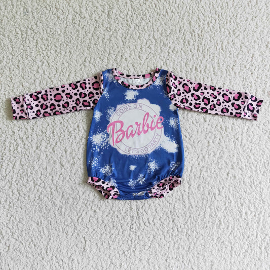 LR0021 RTS pink leopard long sleeves purple babie girl romper new 0625