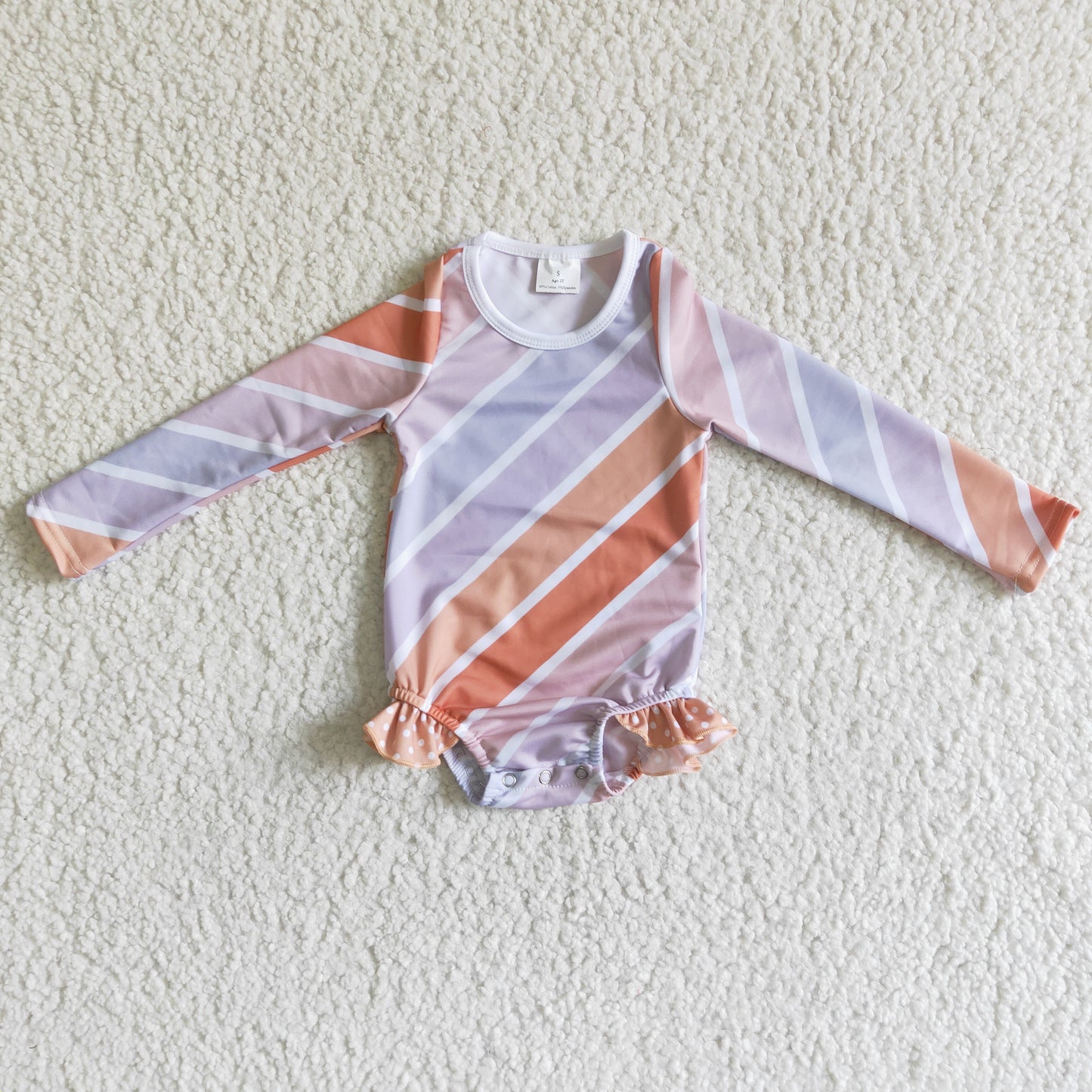 orange stripe girl swimwear 0325