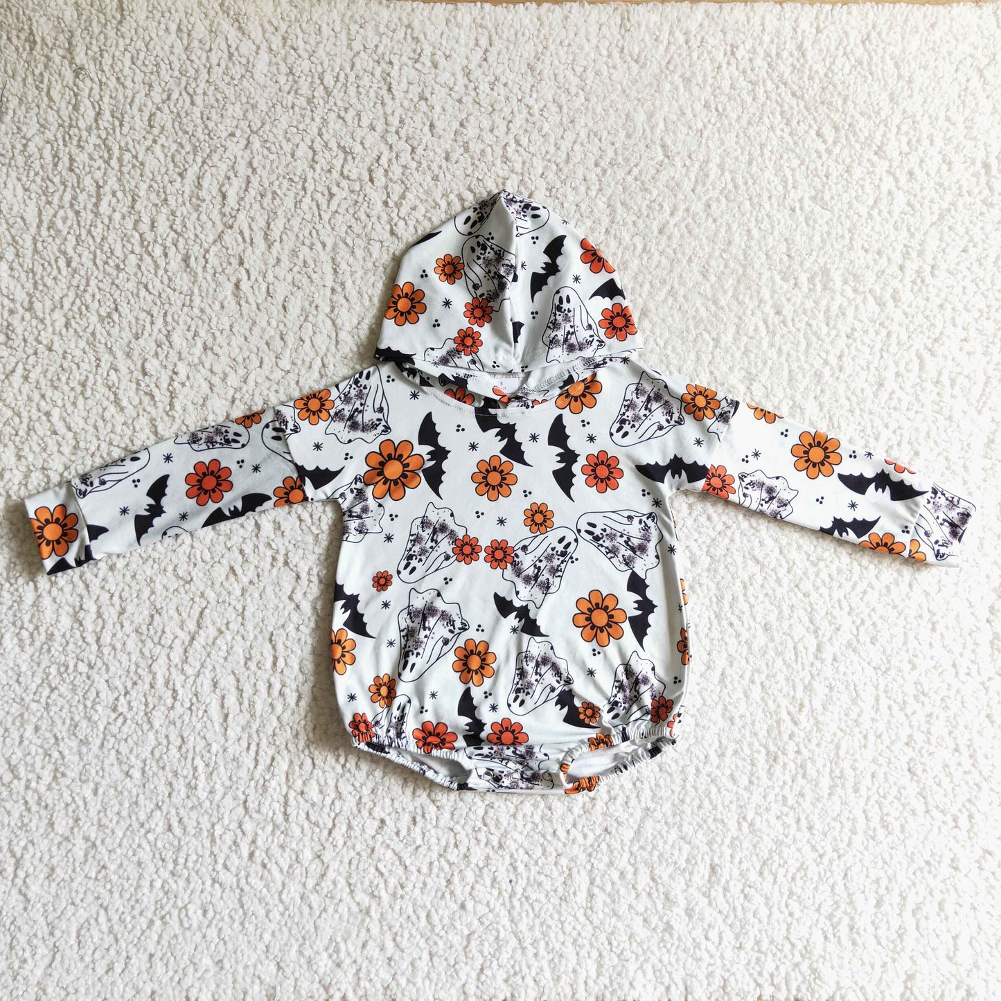 RTS 0927 HOODIE bat flower Halloween long sleeve girl bubble romper