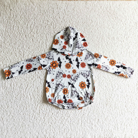 RTS 0927 HOODIE bat flower Halloween long sleeve girl bubble romper