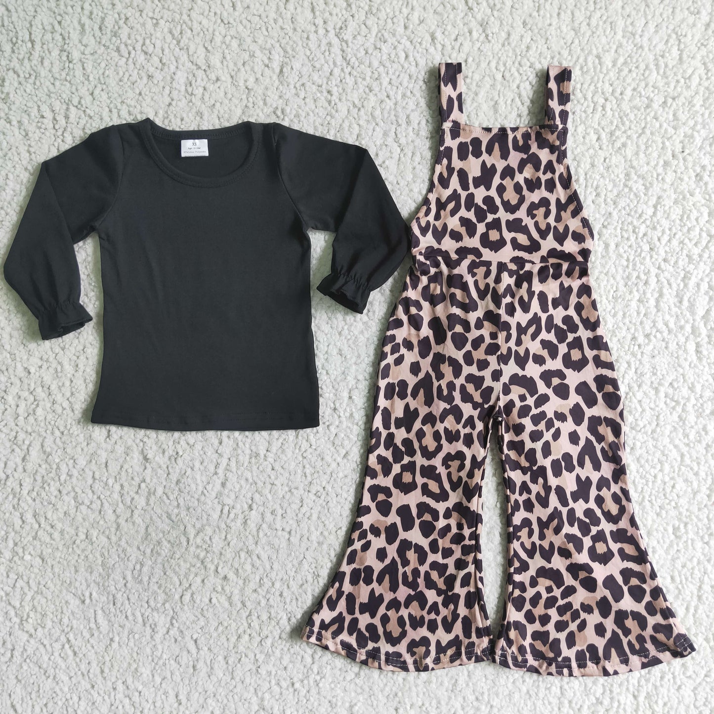 6 C6-24 Sassy Leopard Black Long Sleeve Overall Outfits 0715 RTS