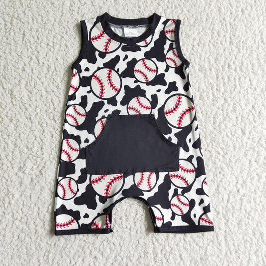 promotion SR0046 RTS summer baseball cow print shorts boy romper RTS