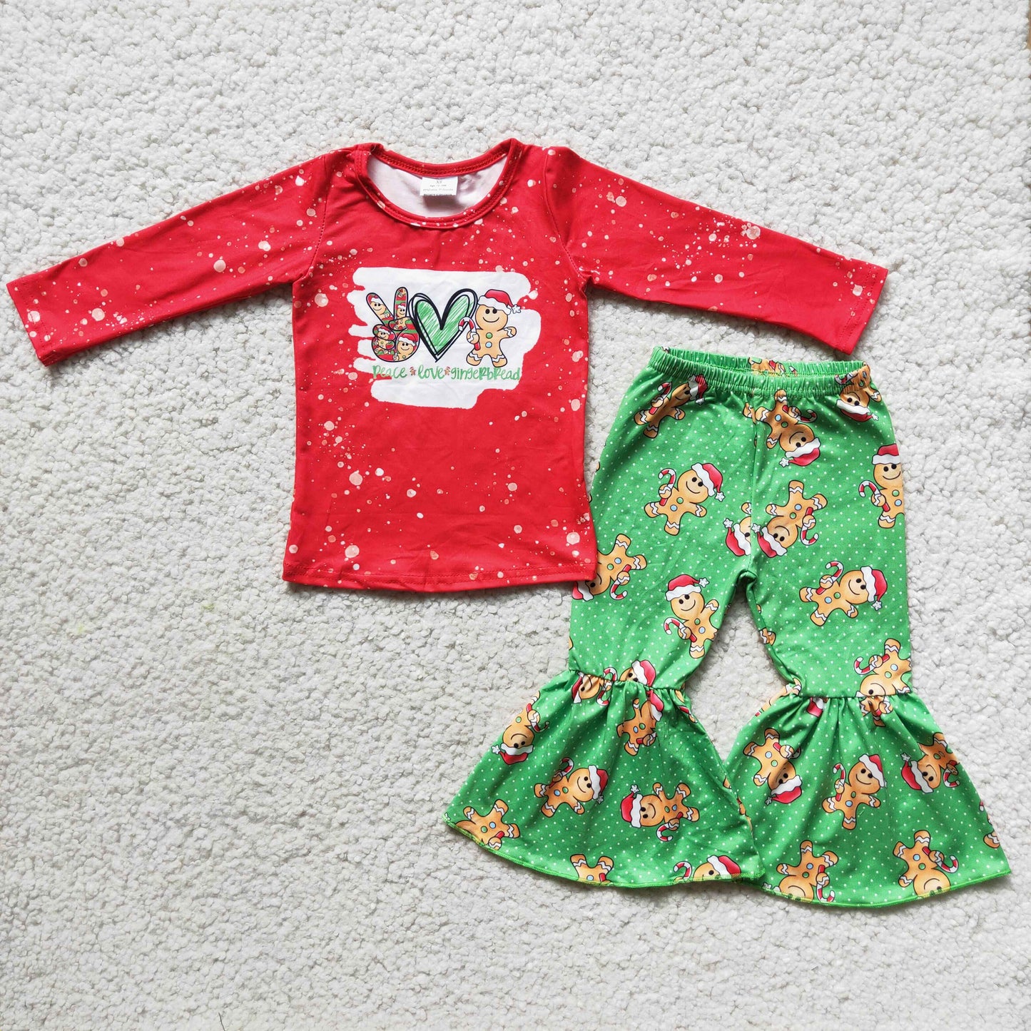 promotion price 6 C10-29 Christmas girl gingerbread red cartoon mouse long sleeve bell bottom pant outfits