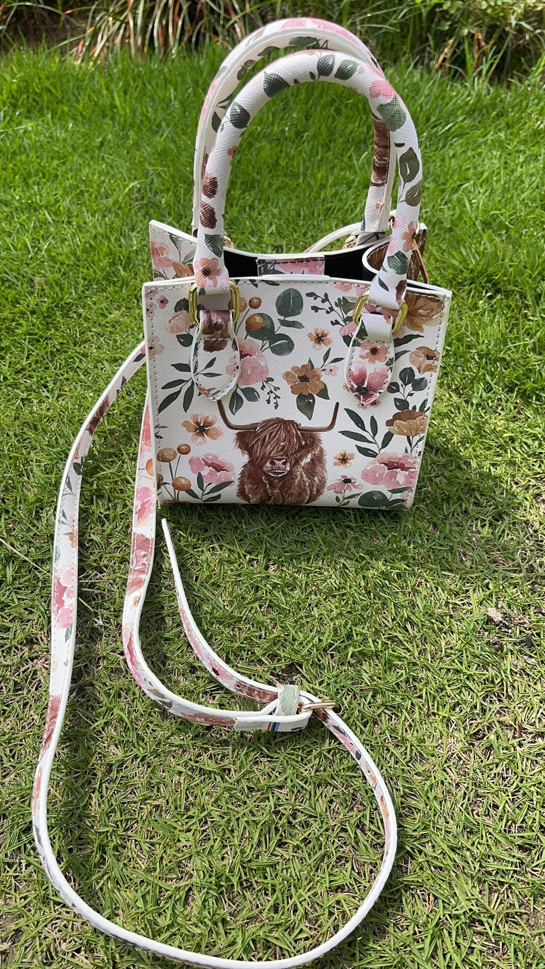 RTS 13.5CM*9CM*14CM baby Bag pink flower floral cow bag 0702