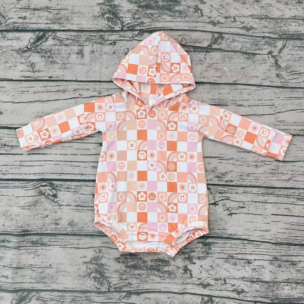 LR0271 flower smile hoodies boy girl bubble romper preorder 20230415