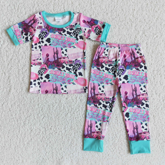 Promotion E11-4 babe cow farm cactus short sleeves boy pajamas 20230111 RTS