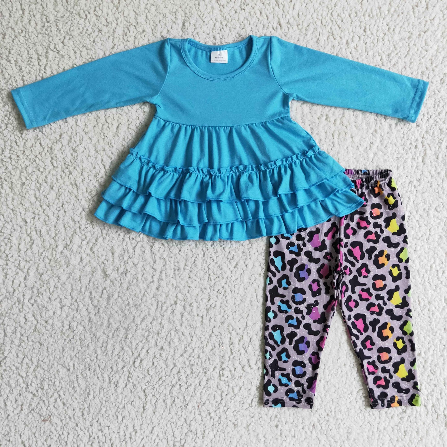 GLP0333 RTS long sleeve blue colorful leopard girl outfit 20230901