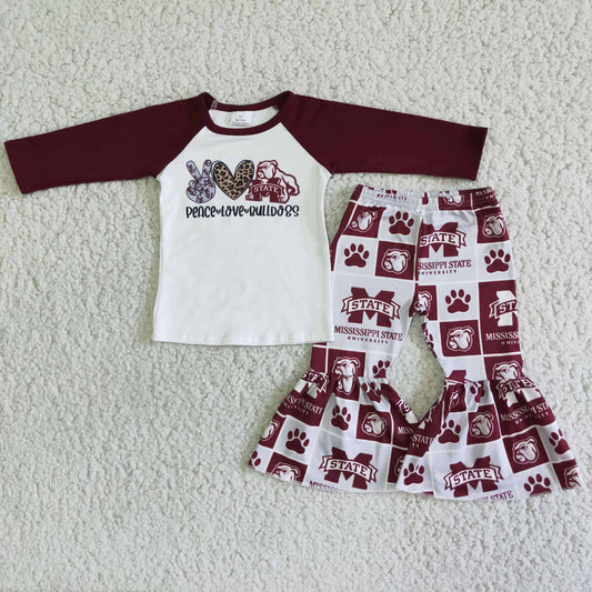 6 A4-2 RTS  Team Red Raglan Long Sleeve Long Pants girl  Outfit