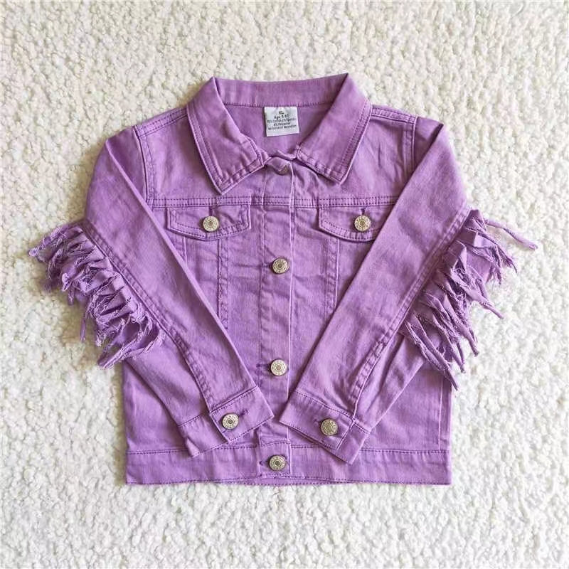 6 A32-19-m purple  tassel buttons Denim Jacket 20230110 RTS