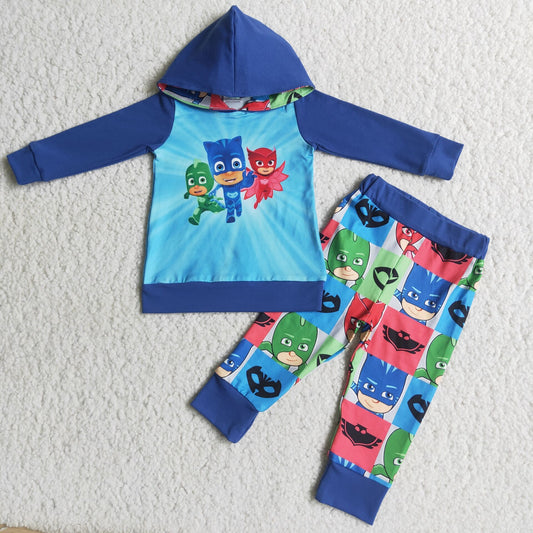 promotion  Cartoon blue raglan hoodie outfit