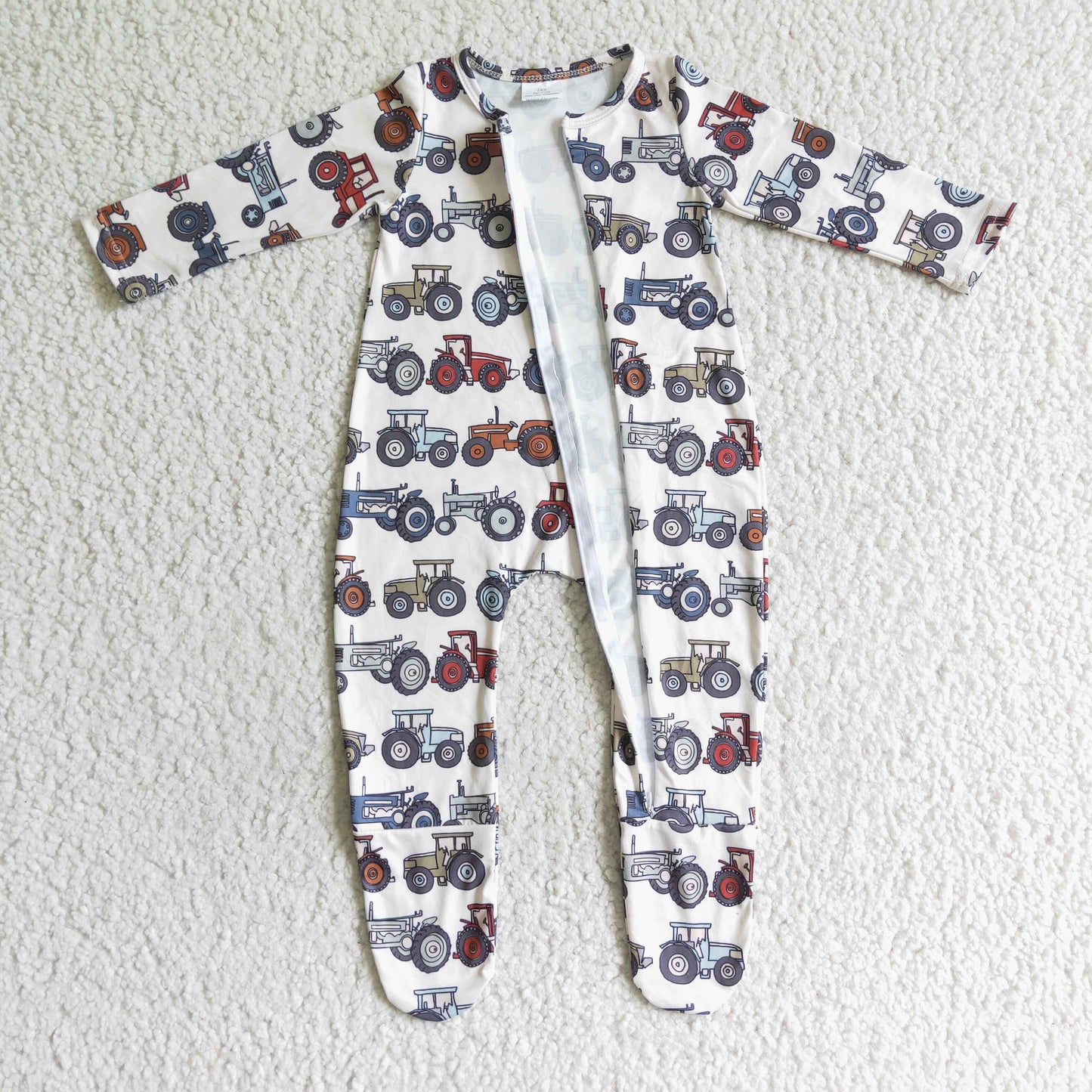 RTS 0810 tractor long sleeve zipper baby boy girl romper LR0072