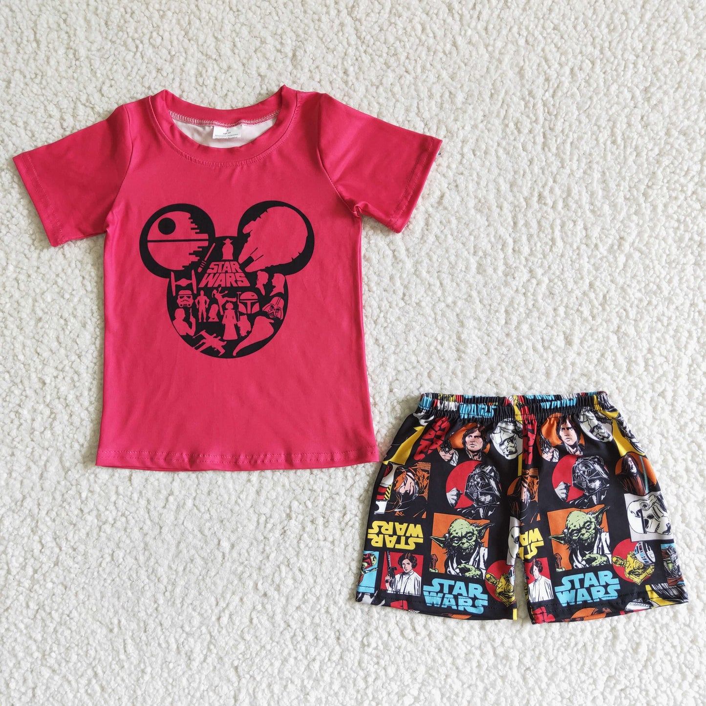 promotion star wars hot pink boy short sleeve shorts outfit 0319