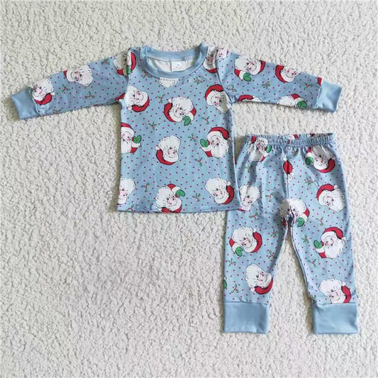 christmas Santa long sleeve long bell bottom pants baby fall boy pajamas outfit 0823 RTS